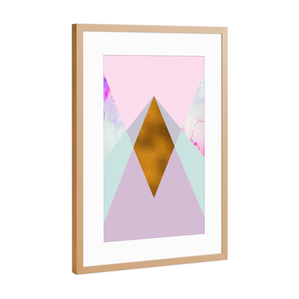 Poster mit Rahmen Kupfer "Geometric Wall Art Bronze Foil" artboxONE - Geometrie