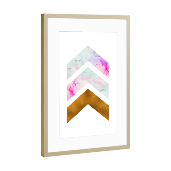 Poster mit Rahmen Gold "Geometric Bronze Foil Watercolour" artboxONE - Geometrie