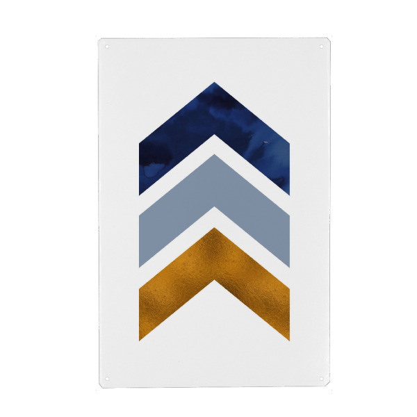 Metall Poster "Bronze Foil Geometric Arrows Blue" artboxONE - Geometrie