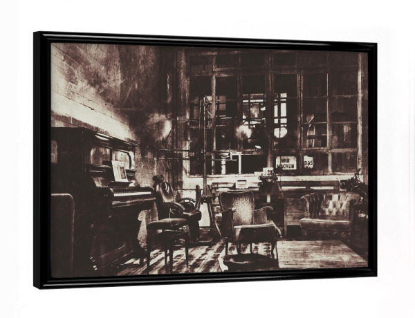 Poster mit schwarzem Rahmen "Lost Place" artboxONE - Städte / Berlin,Reise,Schwarzweiß,Architektur,Männer - Loft,Lost place,Fabrikgebäude