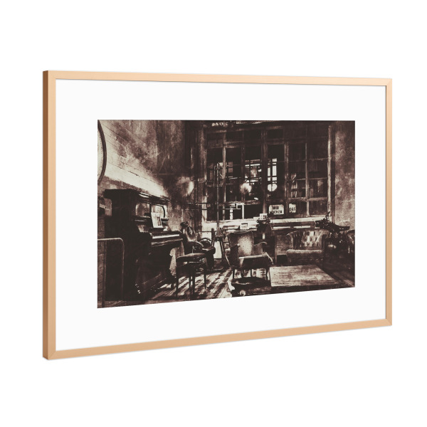 Poster mit Rahmen Kupfer "Lost Place" artboxONE - Städte / Berlin,Reise,Schwarzweiß,Architektur,Männer - Loft,Lost place,Fabrikgebäude