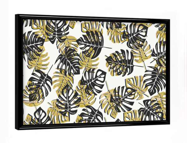 Poster mit schwarzem Rahmen "Black and Gold Monstera Leaves" artboxONE - Floral,Festivals