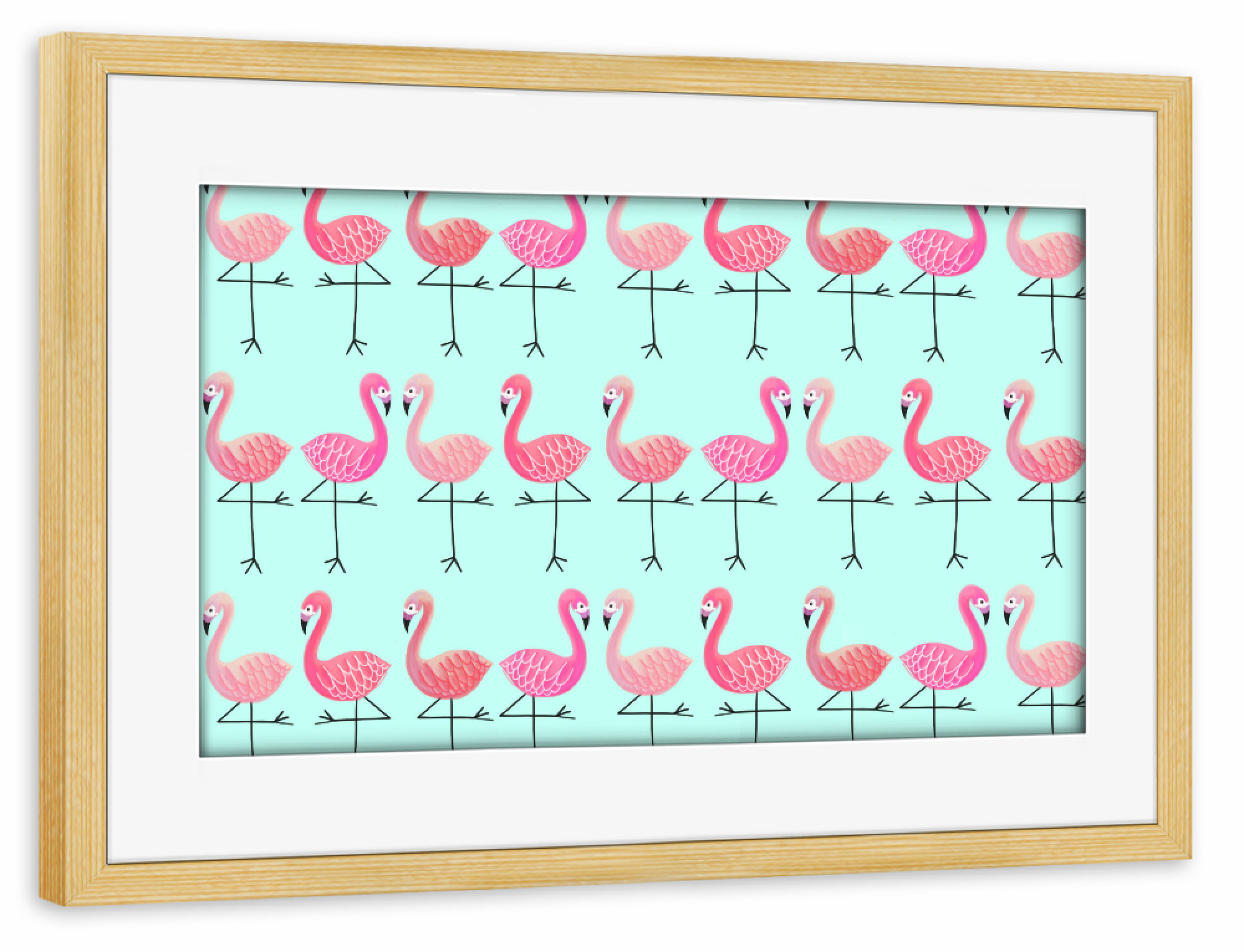 Poster mit Rahmen kiefer "Flamingos 2" artboxONE - Tiere