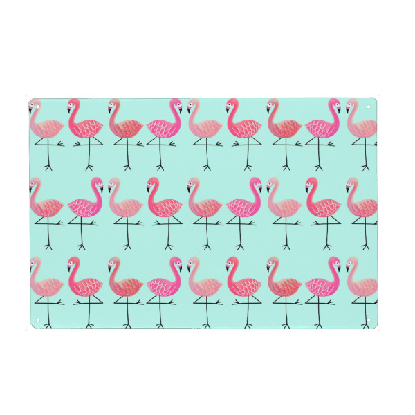 Holzbild "Flamingos 2" artboxONE - Tiere - Flamingo,Pink,Bird,Summer,Trend,Blue,Vogel,Sommer,Animal,Exotisch,Exotic,Festival,Muster,Pattern