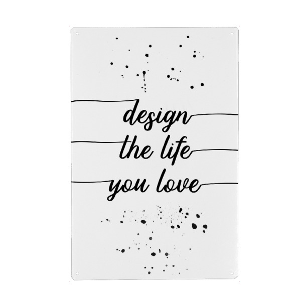 Holzbild "TEXT ART Design the life you love" artboxONE - Typografie,Schwarzweiß,Sport / Motivation