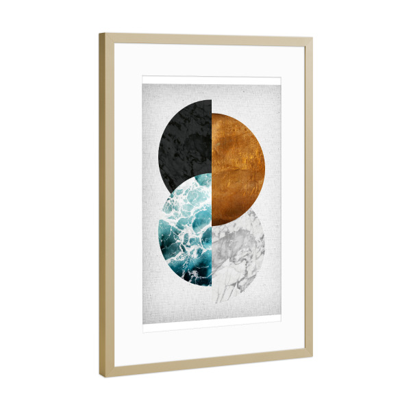 Poster mit Rahmen Gold "Copper 02" artboxONE - Geometrie,Marmor