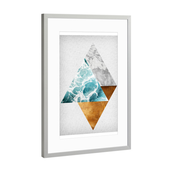 Poster mit Rahmen Silber "Copper 01" artboxONE - Abstrakt,Geometrie,Marmor