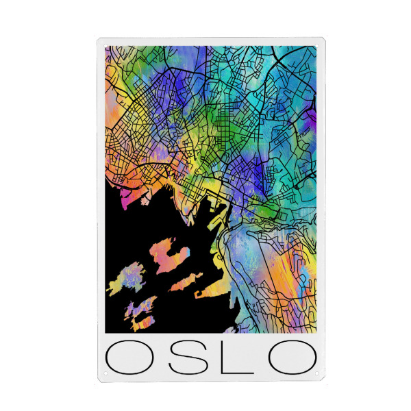 Metall Poster "Retro Map of Oslo Norway 2" artboxONE - Städte,Reise,Städte / Weitere - Retro,Karte,Oslo,Norwegen,Aquarell hintergrund,Straßenkarte