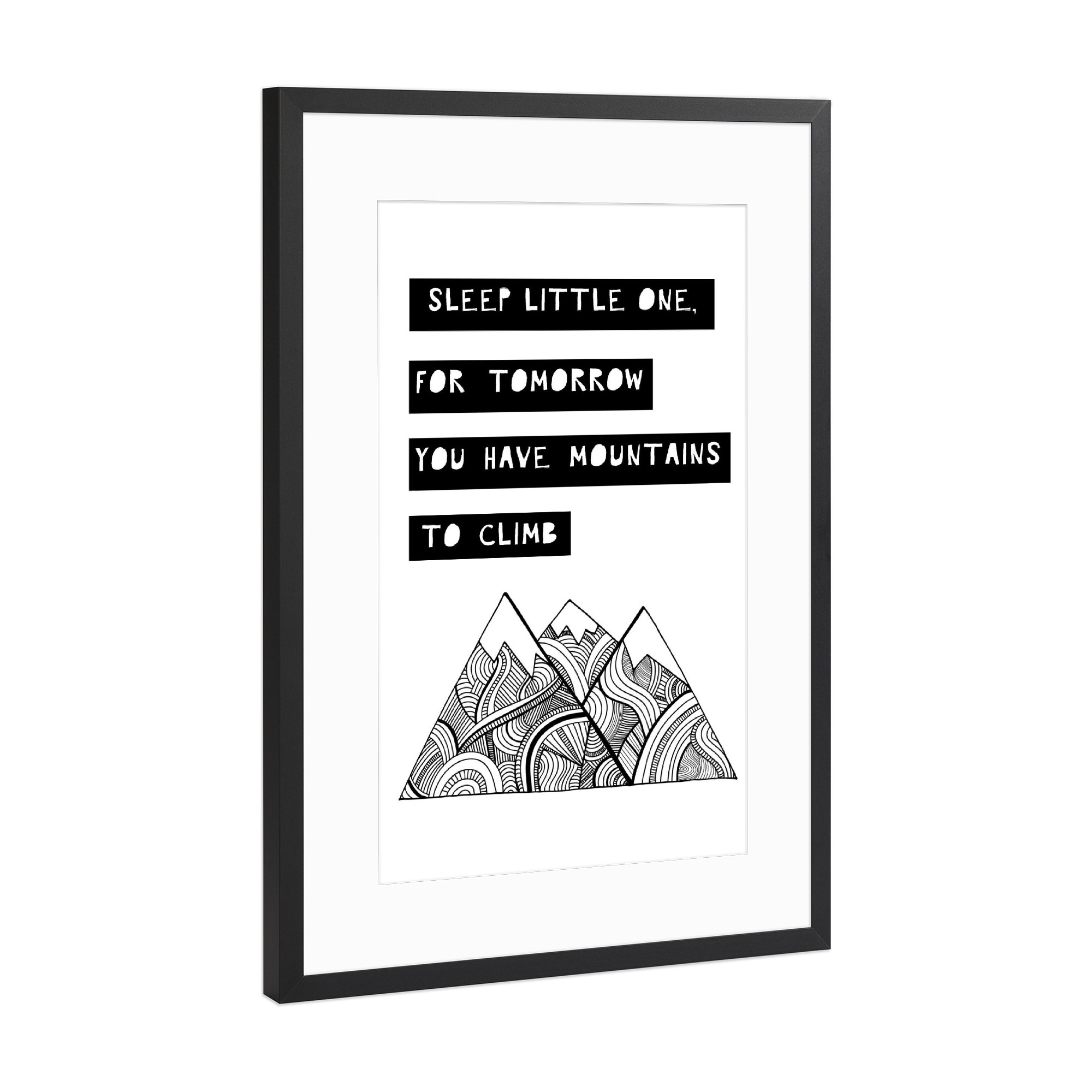 Poster mit Rahmen Schwarz (Metallic) "Sleep Little One" artboxONE - Typografie,Für Kinder,Schwarzweiß
