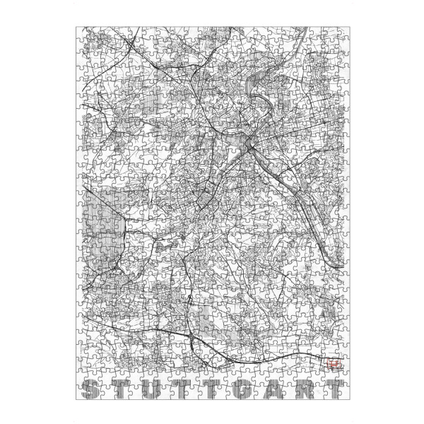 Puzzle Ravensburger "Stuttgart, Deutschland Line" artboxONE - Städte,Schwarzweiß,Städte / Stuttgart,Kartografie