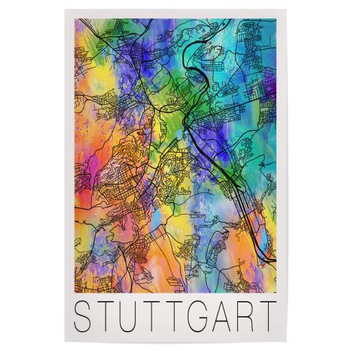 Retro Map of Stuttgart Germany