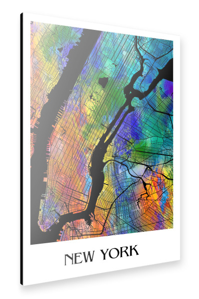 Alu-Dibond "Retro Map of New York" 30x20 cm artboxONE