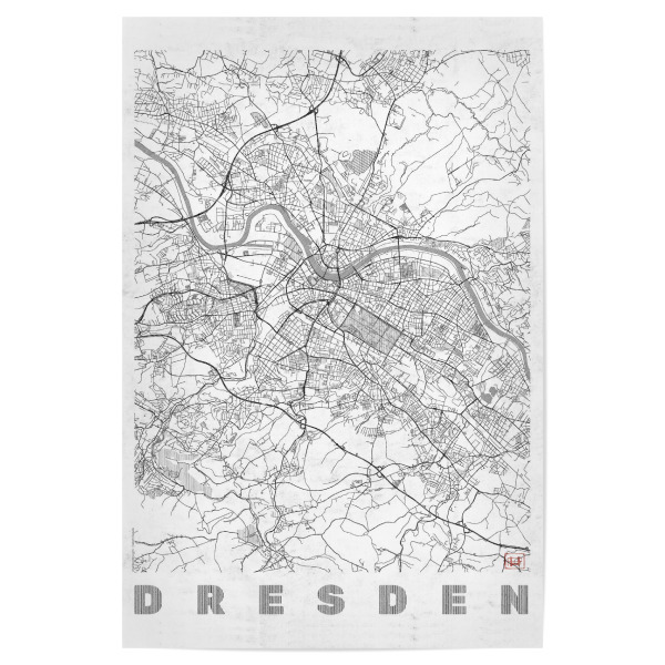 Poster 30x20 cm "Dresden, Deutschland Line" artboxONE - Städte,Schwarzweiß,Städte / Dresden,Kartografie