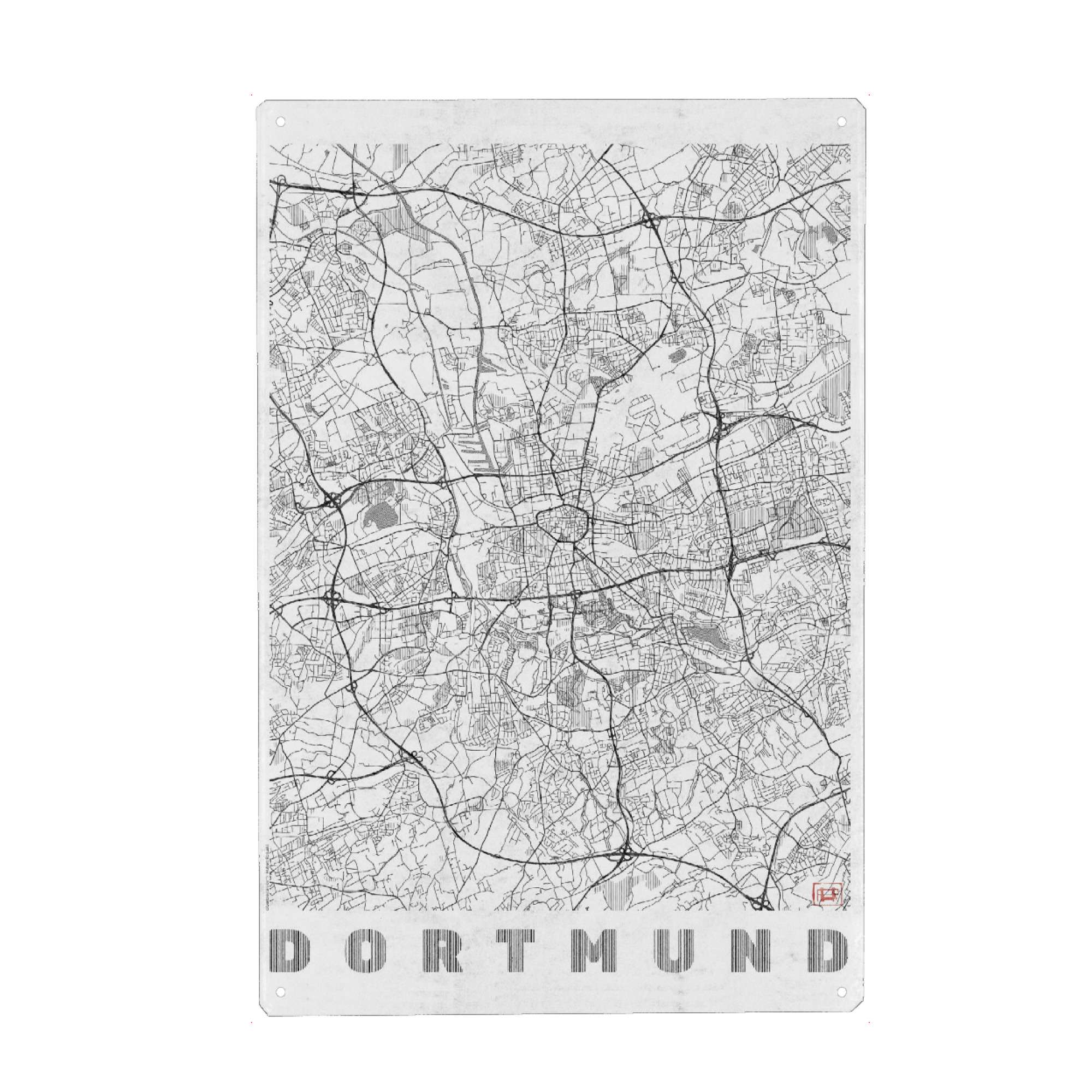 Metall Poster "Dortmund, Deutschland Line" artboxONE - Städte,Schwarzweiß,Kartografie - Karte,Stadt,Straße,Plakat,Plan,Map,Street,Dortmund,Deutschland