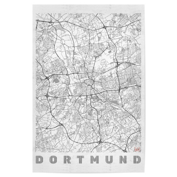Poster 30x20 cm "Dortmund, Deutschland Line" artboxONE - Städte,Schwarzweiß,Kartografie