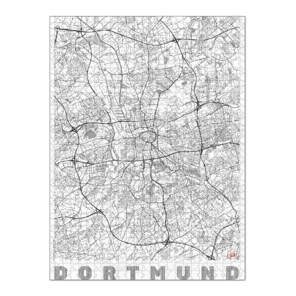 Puzzle Ravensburger "Dortmund, Deutschland Line" artboxONE - Städte,Schwarzweiß,Kartografie