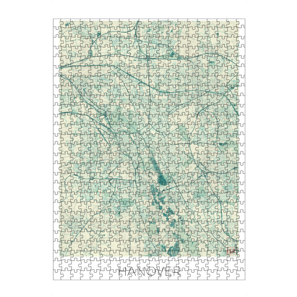 Puzzle Ravensburger "Hanover, Deutschland Blue" artboxONE - Städte,Kartografie - Karte,Stadt,Straße,Plakat,Plan,Map,Street,Hanover,Deutschland