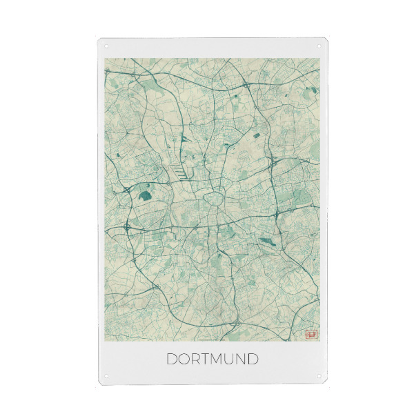 Holzbild "Dortmund, Deutschland Blue" artboxONE - Städte,Kartografie - Karte,Stadt,Straße,Plakat,Plan,Map,Street,Dortmund,Deutschland
