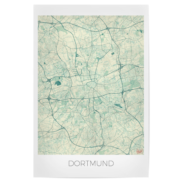 Poster "Dortmund, Deutschland Blue" artboxONE - Städte,Kartografie - Karte,Stadt,Straße,Plakat,Plan,Map,Street,Dortmund,Deutschland