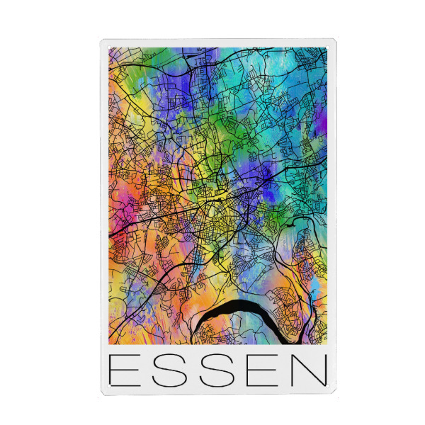 Holzbild "Retro Map of Essen Germany" artboxONE - Städte,Reise,Städte / Weitere - Retro,Map,Essen,Germany,Watercolor,Street map
