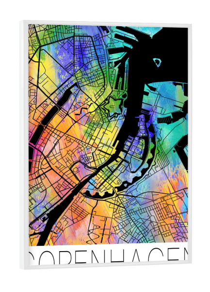 Poster mit weißem Rahmen "Retro Map of Copenhagen Denmark 2" artboxONE - Städte,Reise,Städte / Weitere