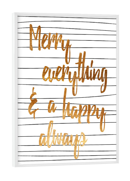 Poster mit weißem Rahmen "Happy always" artboxONE - Typografie,Weihnachten