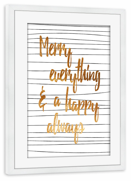 Poster mit Rahmen weiß "Happy always" artboxONE - Typografie,Weihnachten