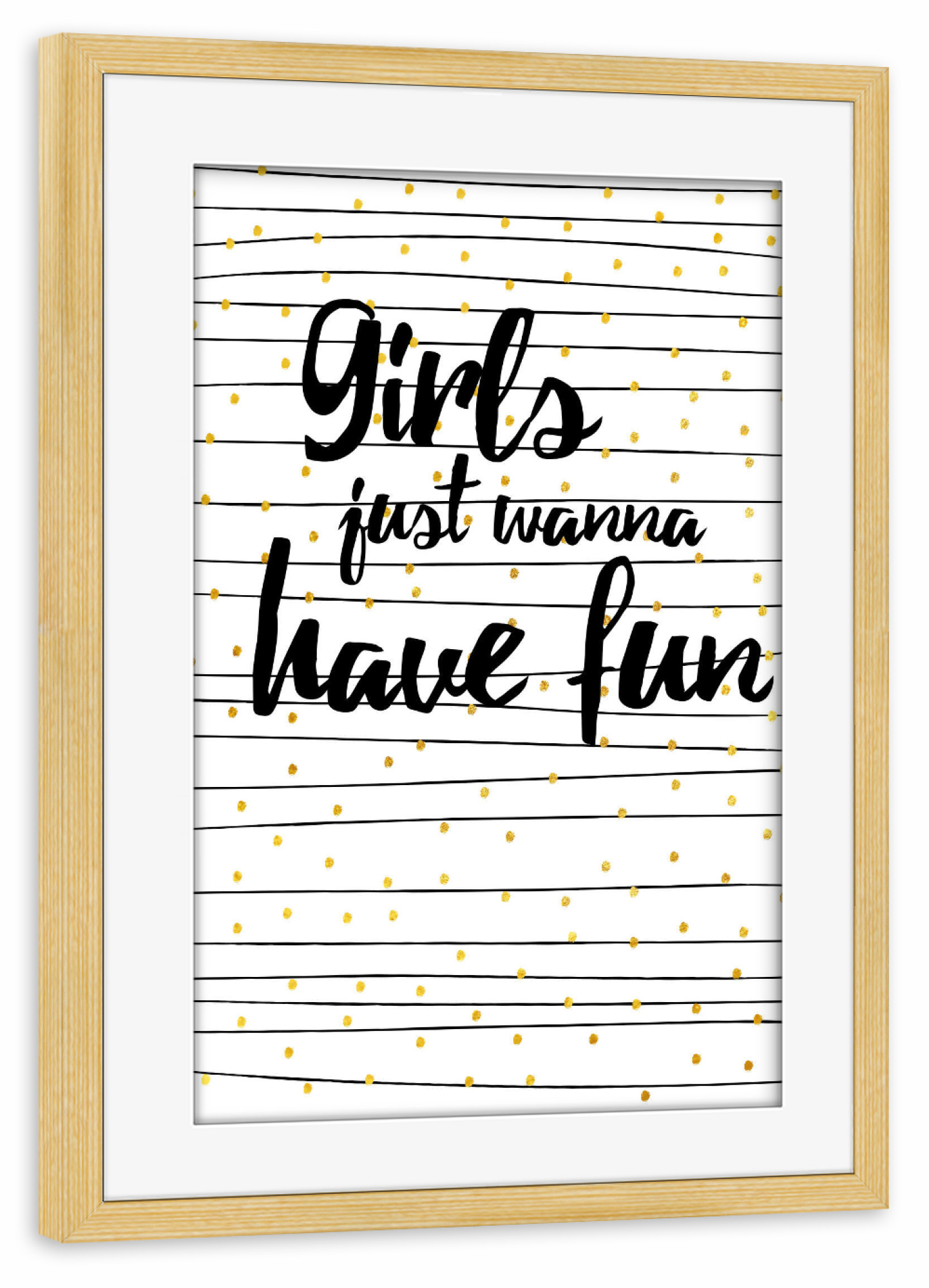 Poster mit Rahmen kiefer "Girl fun" artboxONE - Typografie,Schwarzweiß,Musik