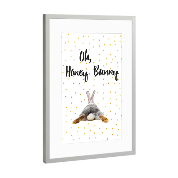 Poster mit Rahmen Silber "Honey Bunny" artboxONE - Typografie,Tiere,Liebe