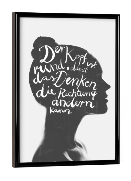 Poster mit schwarzem Rahmen "Denken" artboxONE - Typografie,Menschen,Schwarzweiß