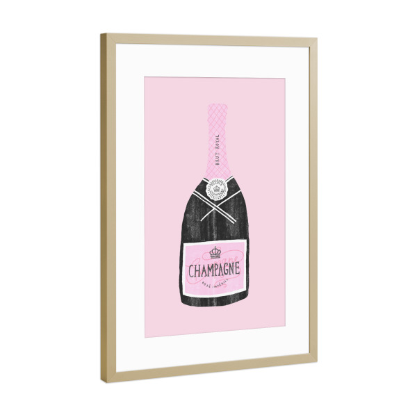 Poster mit Rahmen Gold "Champagne 3" artboxONE - Essen & Trinken,Essen & Trinken / Alkohol