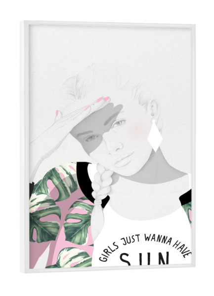 Poster mit weißem Rahmen "Big City Jungle 2" artboxONE - Floral,Menschen