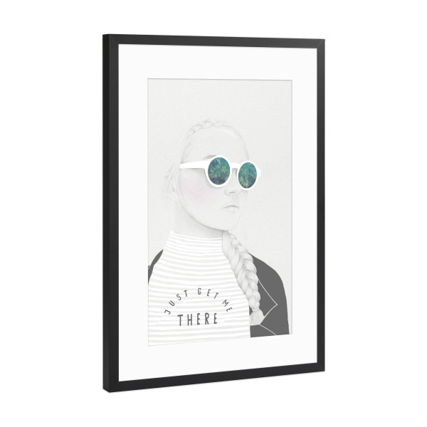 Poster mit Rahmen Schwarz (Metallic) "Big City Jungle 1" artboxONE - Floral,Menschen