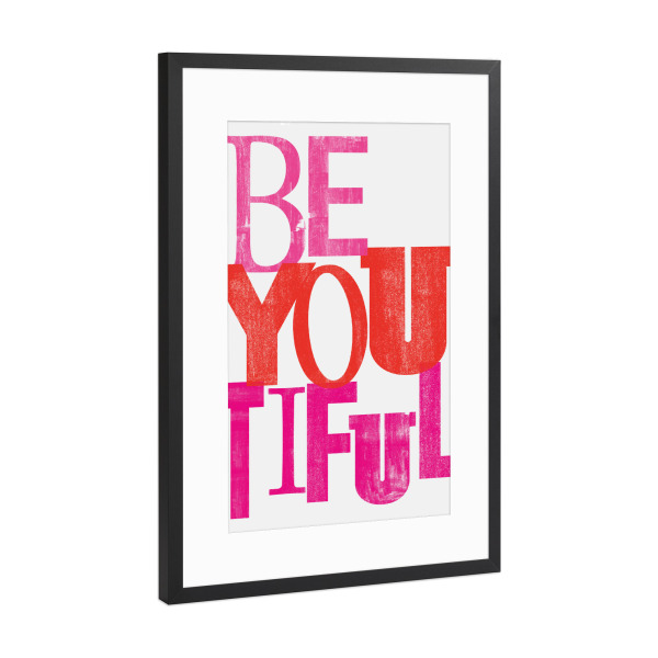 Poster mit Rahmen Schwarz (Metallic) "BeYoutiful 3" artboxONE - Typografie,Sport / Motivation