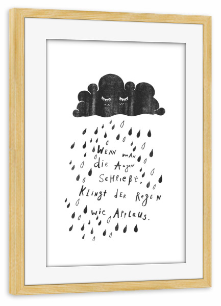 Poster mit Rahmen kiefer "Applaus" artboxONE - Typografie,Natur,Schwarzweiß,Sport / Motivation