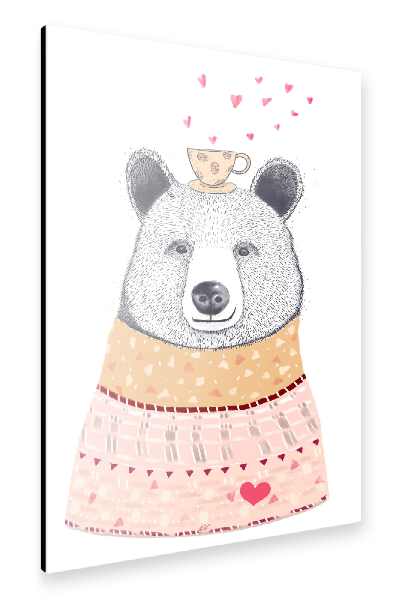 Alu-Dibond "Bear lover of coffee" 30x20 cm artboxONE