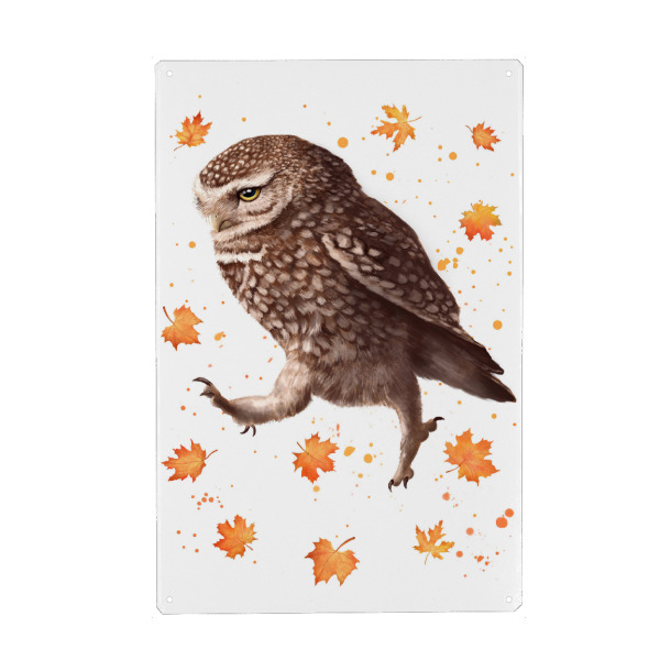 Holzbild "Autumn owl" artboxONE - Natur,Tiere,Schwarzweiß
