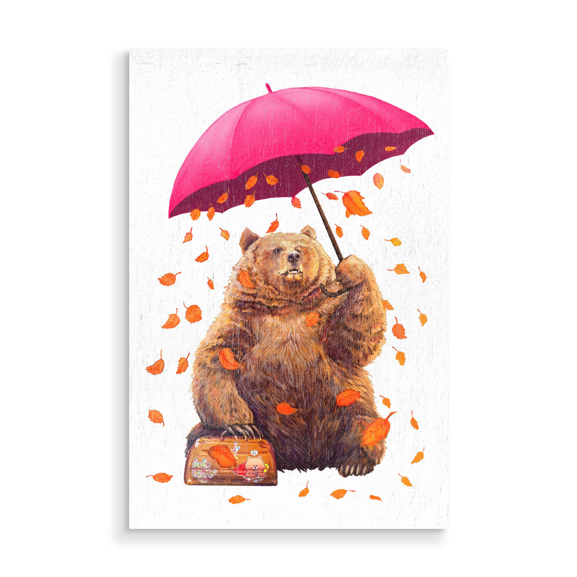 Holzbild "Autumn bear" artboxONE - Natur,Tiere,Schwarzweiß