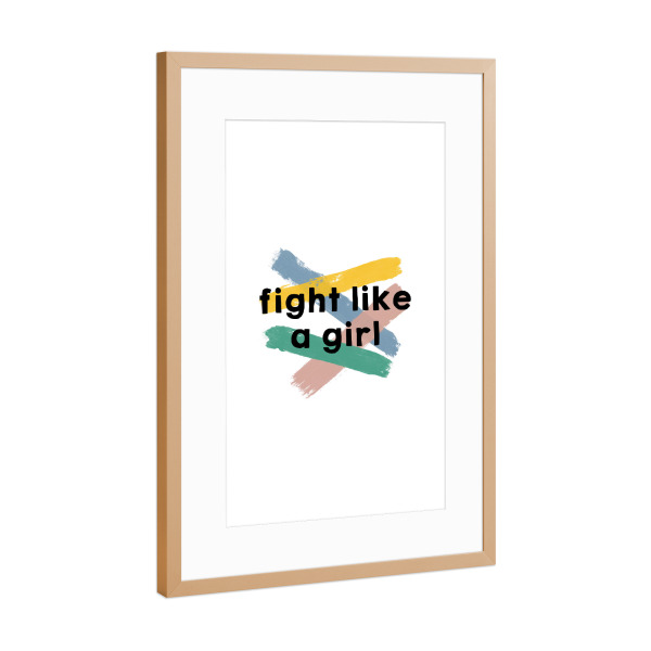 Poster mit Rahmen Kupfer "Fight Like A Girl" artboxONE - Typografie,Fashion