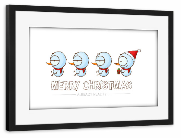 Poster mit Rahmen schwarz "Snowmans Ready for Christmas 2" artboxONE - Für Kinder,Comic,Weihnachten
