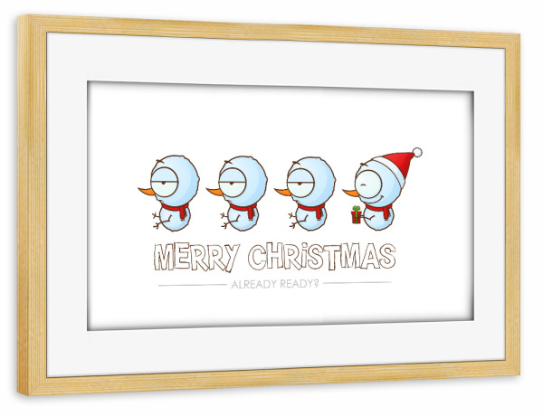 Poster mit Rahmen kiefer "Snowmans Ready for Christmas 2" artboxONE - Für Kinder,Comic,Weihnachten