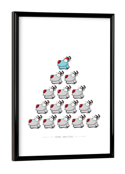 Poster mit schwarzem Rahmen "Reindeers Xmas" artboxONE - Für Kinder,Tiere,Comic,Weihnachten