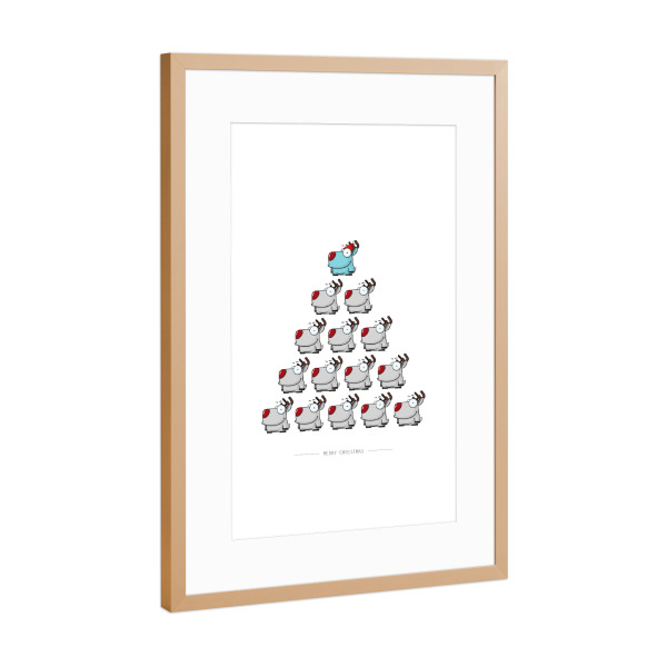 Poster mit Rahmen Kupfer "Reindeers Xmas" artboxONE - Für Kinder,Tiere,Comic,Weihnachten