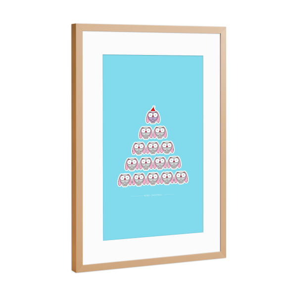 Poster mit Rahmen Kupfer "Bunnies Xmas" artboxONE - Für Kinder,Tiere,Comic,Schwarzweiß,Weihnachten