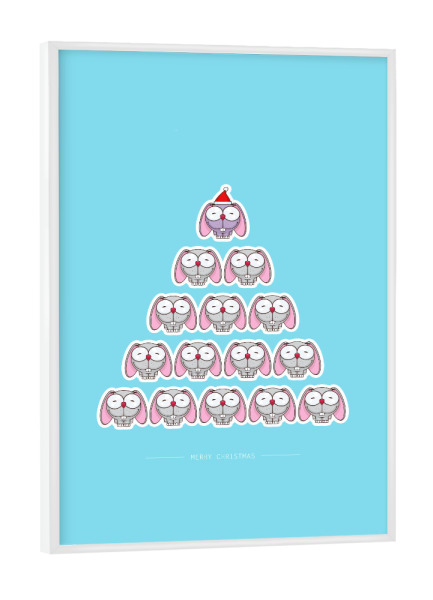 Poster mit weißem Rahmen "Bunnies Xmas" artboxONE - Für Kinder,Tiere,Comic,Schwarzweiß,Weihnachten