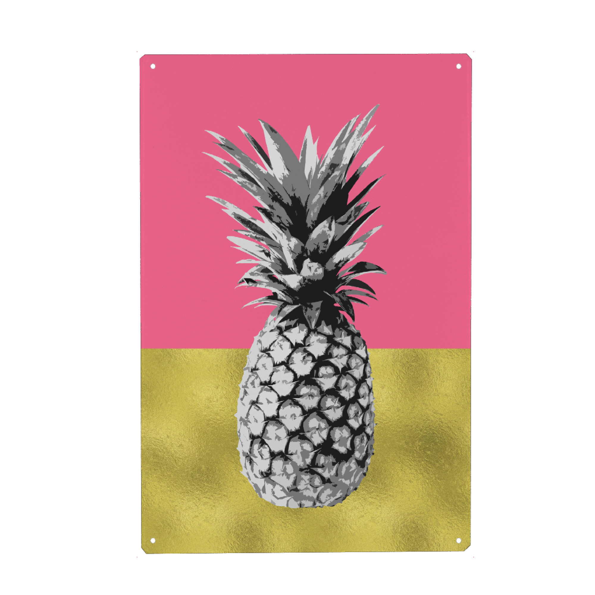 Metall Poster "Pink Tropical Pineapple" artboxONE - Geometrie,Essen & Trinken / Obst & Gemüse,Festivals