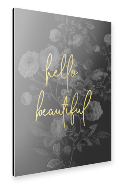 Alu-Dibond "Hello Beautiful Floral Gold Foil" 30x20 cm artboxONE