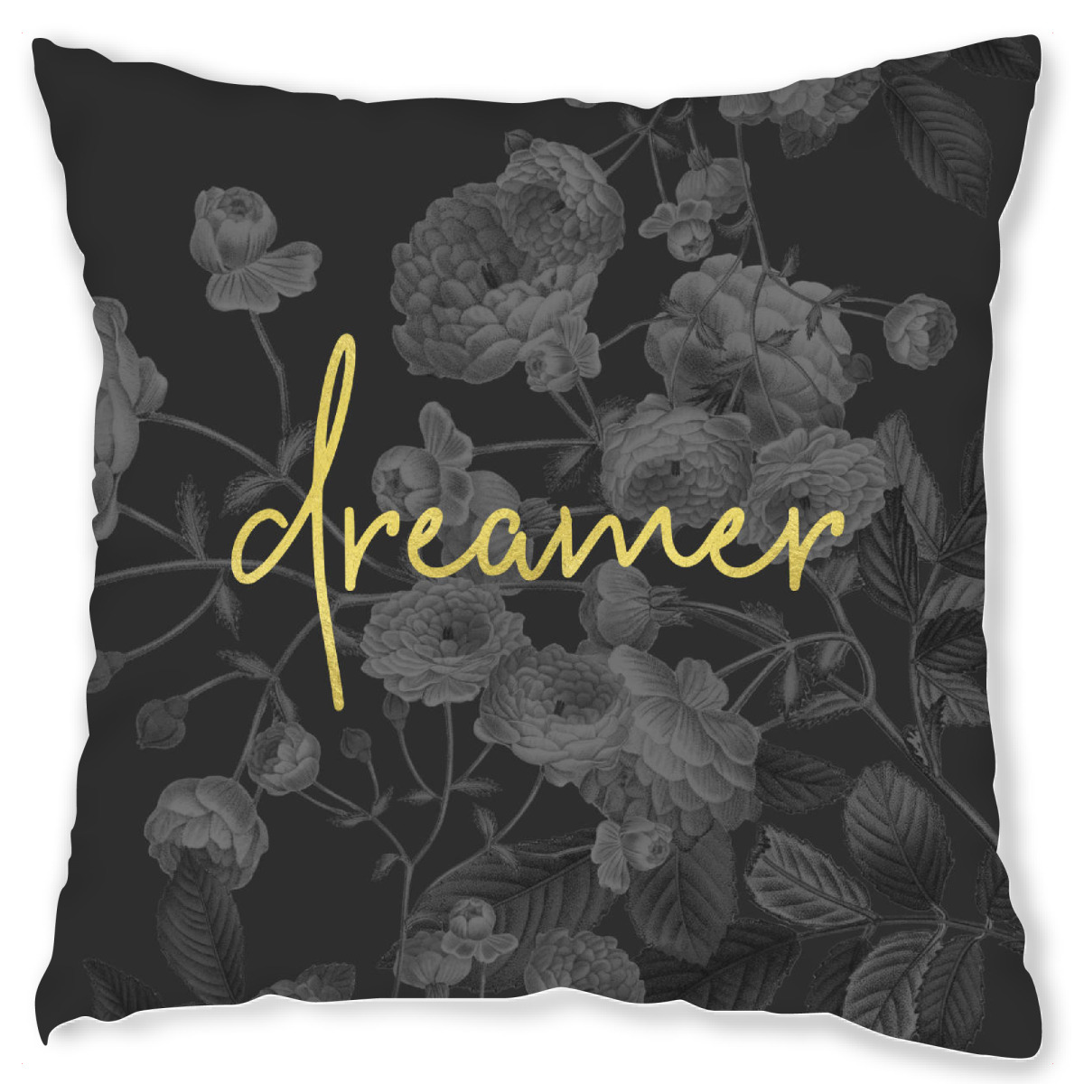 Design-Kissen "Gold Foil Dreamer Quote" artboxONE - Typografie,Floral