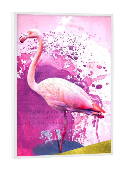 Poster mit weißem Rahmen "Hot Pink Flamingo" artboxONE - Tiere,Festivals