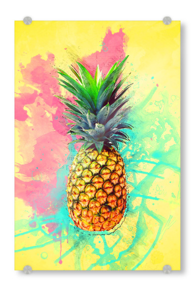 Acrylglasbild "Yellow Pineapple Artwork" artboxONE - Natur,Essen & Trinken,Essen & Trinken / Obst & Gemüse